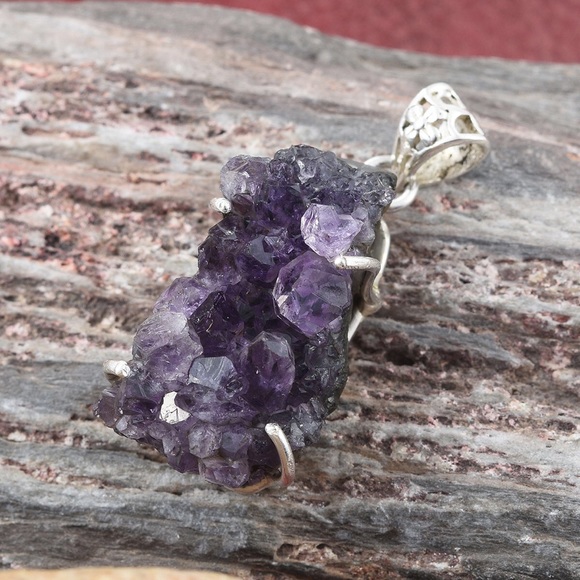 AMETHYST GEODE PENDANT STERLING SILVER LOOP PENDANT - Picture 2 of 7
